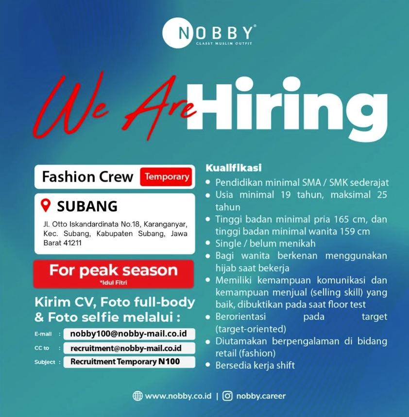 Lowongan Kerja Nobby Subang